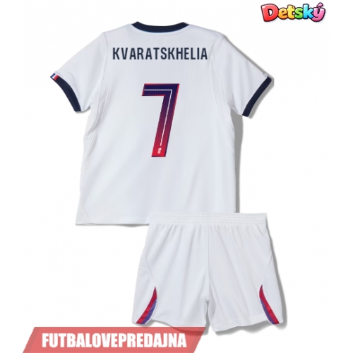 Lacne Dětský Futbalové dres Paris Saint-Germain Khvicha Kvaratskhelia #7 2026-27 Krátky Rukáv - Preč (+ trenírky)